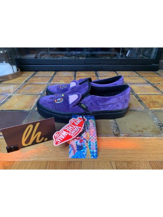 Vans Other - Kids 2 Vans x Sailor Moon “Luna” Purple Plush Slip On Shoes